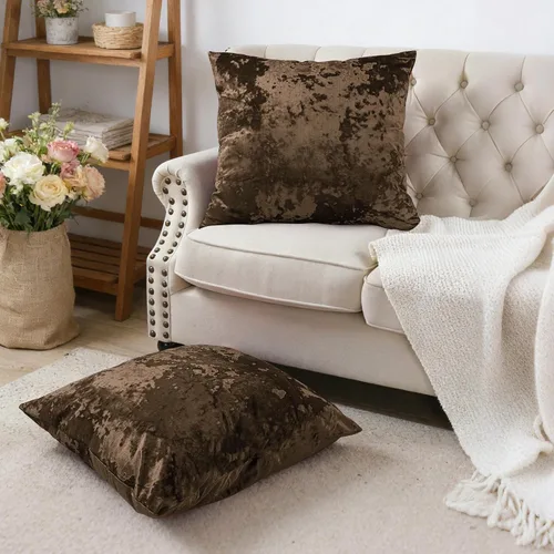 Vista 14 de Home Soft Things Funda de almohada decorativa de terciopelo triturado, 4 piezas, aguacate, 20 x 20 pulgadas, funda cuadrada de acento suave