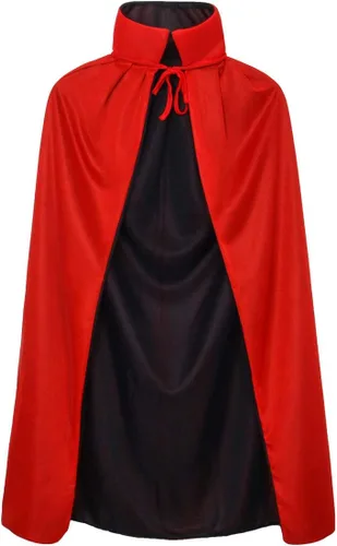 Vista 2 de CUSFULL Vampire Dracula Devil Cloak Cape Medieval Reversible Halloween Cosplay Costume for Adult Kids 354755inch Available