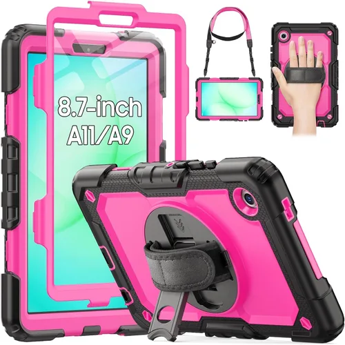 Vista 17 de HXCASEAC Funda para Samsung Galaxy Tab A9 de 8,7 pulgadas, protectora con protector de pantalla/correa de mano/soporte para bolígrafo, resistente a