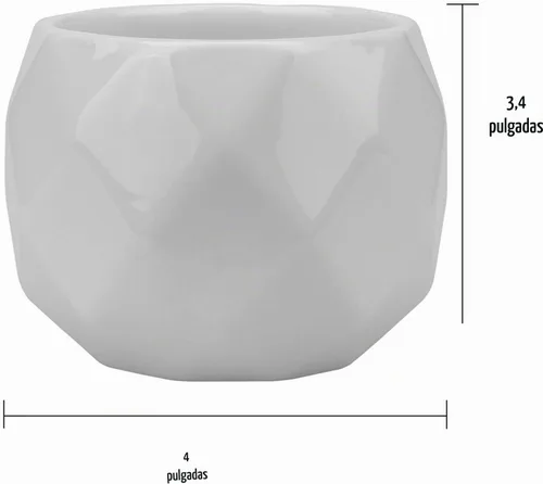 Vista 2 de Jucoan Paquete de 6 macetas de cerámica para suculentas con bandeja de bambú, 4 pulgadas, pequeñas flores de cactus blanco en forma de diamante