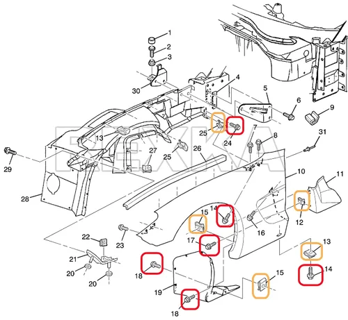 Vista 6 de Rexka Juego de 10 juegos de guardabarros cubierta de parachoques Splash Shield Wheelhouse Liner Bolt Tornillo U Tuercas Kit para GM 11570498