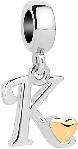 Vista 16 de Abalorio de letra inicial de la A a la Z para pulseras Pandora para mujeres, alfabeto familiar, corazón dorado, Navidad, cumpleaños