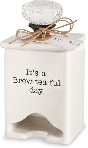 Vista 2 de Mud Pie FBA_ Organizador de cerámica para bolsas de té, blanco