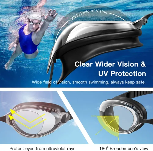 Vista 4 de Aegend Gafas de natación, gafas de natación, lente plana de visión clara