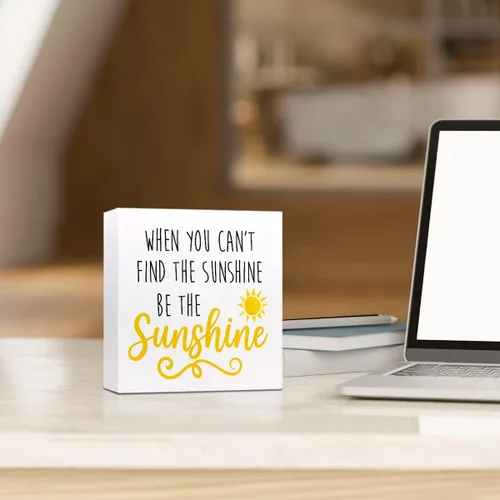 Vista 5 de Letrero inspirador de madera con texto en inglés «When You Can't Find The Sunshine Be The Sunshine»