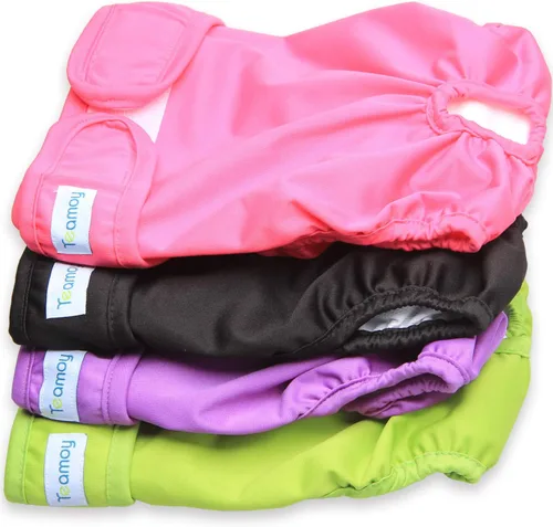Vista 11 de Teamoy 4 piezas de pañales lavables para perras, fundas reutilizables para pañales de perras, superabsorbentes y cómodas, XS