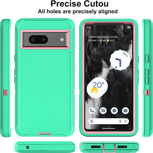 Vista 5 de Funda para Google Pixel 7A con 2 protectores de pantalla de vidrio templado, 3 en 1, protección resistente a prueba de golpes para Google Pixel 7A