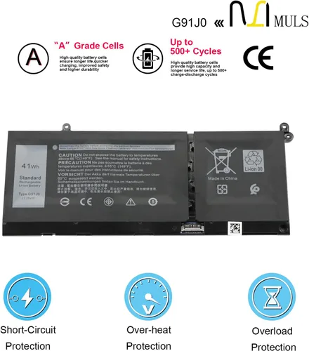 Vista 5 de MULS G91J0 - Batería para portátil Dell Inspiron 13 5310 14 5410 14 Plus 7420 15 3510 3511 5510 16 5625 14 5410 2 en 1 Latitude 3320 3330 Vost® RO