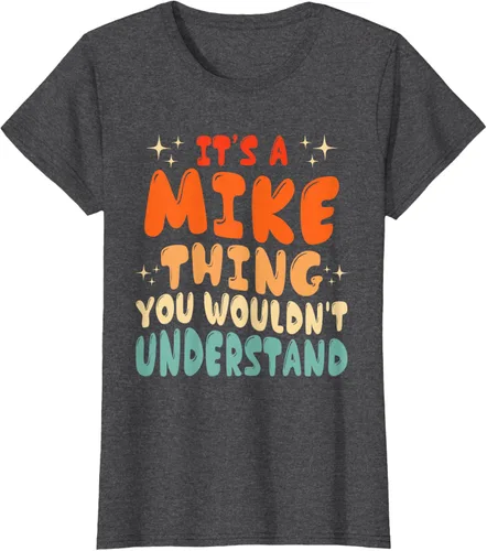 Vista 6 de Camiseta retro de los años 80 con texto en inglés "It's A Mike Thing You Wouldn't Understand", Negro