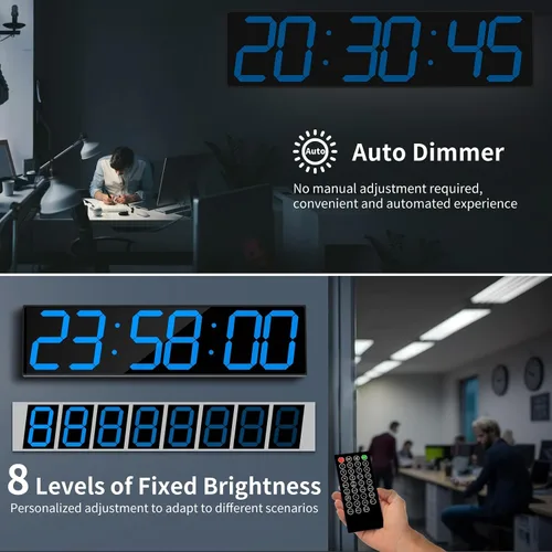 Vista 4 de CHKOSDA Reloj de pared digital grande de 28.4 pulgadas, reloj digital automático con alarma, clendar y termperature, sincronización automática