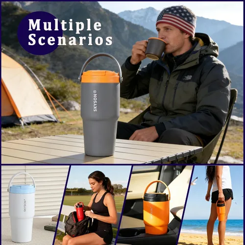 Vista 6 de Taza de café portátil para viajes, mini máquina de café expreso, taza térmica de 20 onzas con tapa, filtro eléctrico de extracción rápida, vaso