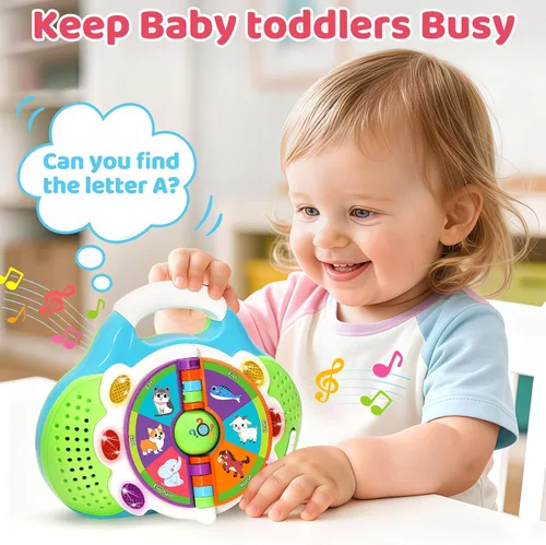 Vista 5 de KIZZYEA Juguetes de aprendizaje Montessori para niños y niñas de 1, 2, 3 años, juguete musical de alfabeto para niños pequeños, juguetes educativos