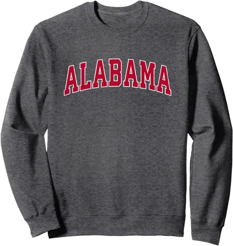 Vista 5 de Sudadera de diseño deportivo vintage Alabama AL con diseño rojo, Negro