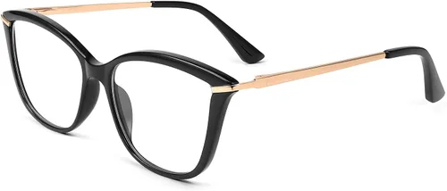Vista 2 de FEISEDY - Gafas con bloqueo de luz azul para computadora, para mujer y hombre, marco Cateye TR90 B2772