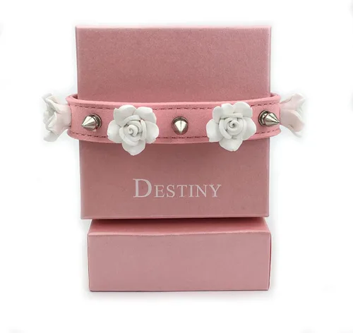 Vista 4 de Destiny Love Gargantilla hecha a mano con flor de rosa, collar de terciopelo con caja para mujeres y hombres