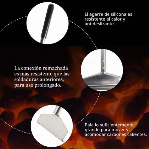 Vista 3 de Rastrillo para Parrilla de Carbón, Accesorios de Herramienta para Cenizas, Rastrillo de Cenizas para Parrilla Kettle de Carbón y Horno de Pizza