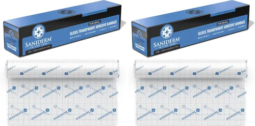 Vista 12 de Saniderm - Rollo de vendaje para cuidado posterior al tatuaje original, rollo de 4 pulgadas x 8 yardas Features Waterproof, Sterile, Latex-Free