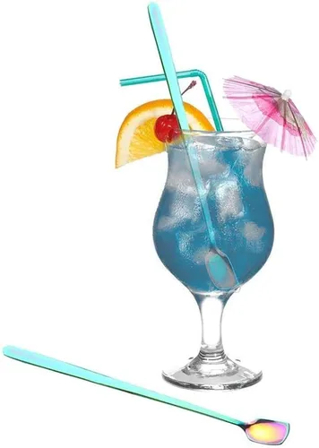 Vista 3 de COMIART - Cucharas de té helado de mango largo para mezclar, 6.7 pulgadas, cabeza cuadrada, cucharaditas de café, cucharas de cóctel, ideal para uso
