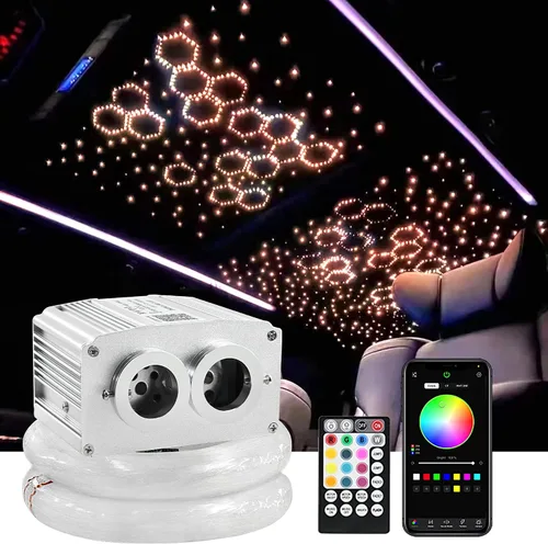 Vista 14 de ATOKEE Kit de Luminarias de Techo de Estrellas de 10W 150pcs 0.076cm 1.98m, Luces de Fibra Óptica con Efecto de Estrellas y Sonido Activadas
