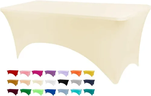 Vista 23 de BDDC - Funda de mesa ajustada de 4 pies, manteles de elastano negros, manteles elásticos lavables y resistentes a las arrugas para eventos, bodas