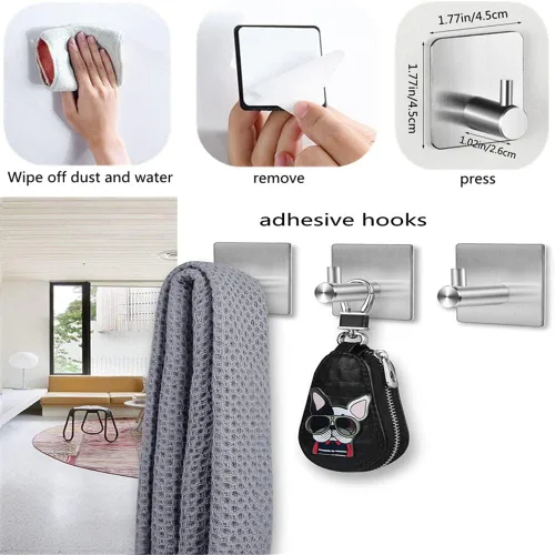 Vista 5 de szhdxsy - Juego de 6 accesorios de baño, toallero de acero inoxidable SUS 304 montado en la pared, incluye toallero de 16 pulgadas, soporte