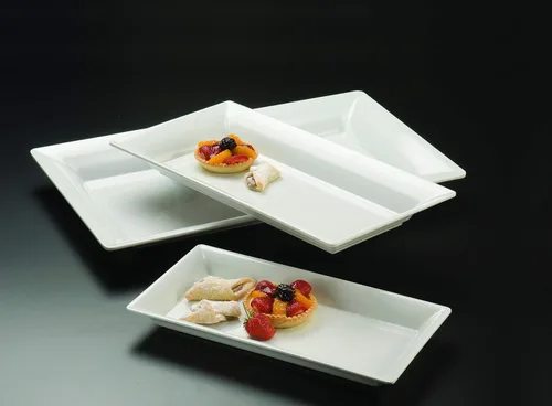 Vista 2 de American Metalcraft MEL23 Bandeja rectangular de melamina de la colección Endurance, 18-pulgadas, color blanco