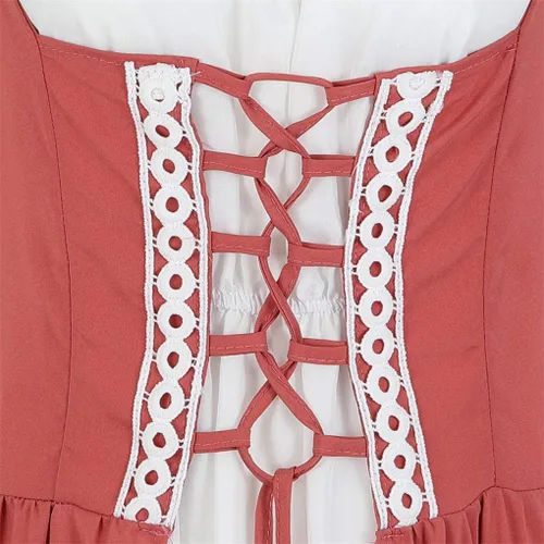 Vista 4 de Disfraz renacentista para mujer, conjunto de vestido irlandés medieval de talle alto y blusa bohemia gótica.
