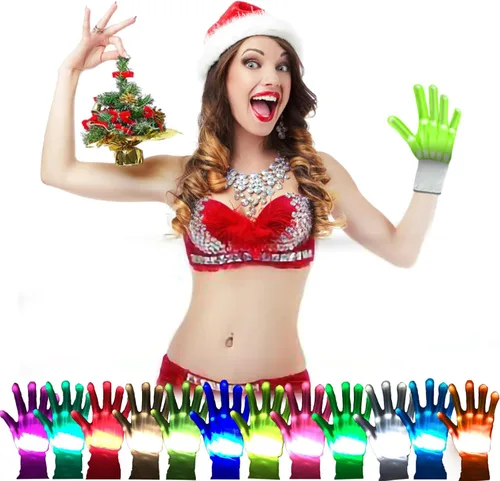 Vista 5 de Guantes LED con luz LED para niños, adolescentes y adultos, regalos de juguete para niños de 5 a 12 años de edad, para hombres y mujeres, 12