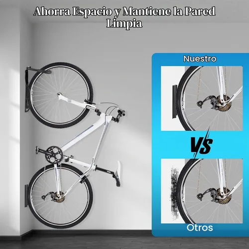 Vista 5 de Soporte de pared para bicicleta de garaje, ganchos para colgar bicicletas, sistema de almacenamiento vertical resistente para bicicletas