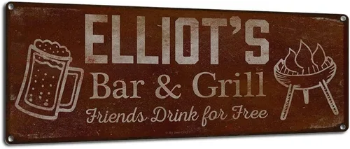 Vista 74 de Adam's Bar and Grill Friends Drink for Free, cartel de aluminio de 5.75 x 15.5 pulgadas, accesorios personalizados para bar y decoración de pared