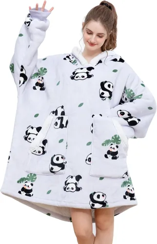Vista 16 de Kipswiza Manta Ponible con Capucha para Mujeres y Hombres, Sudadera de Mantas con Capucha de Sherpa Suave y Acogedora Extragrande como Regalos