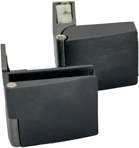 Vista 6 de 【2 piezas】 Bisagra de cristal para puerta de gabinete de exhibición de gabinete de vino, apto para 0.118-0.197 in, no necesita taladrar (132A negro)