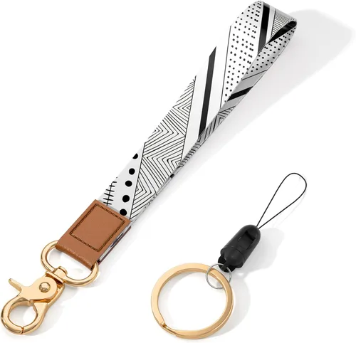 Vista 11 de Cordón de muñeca para llaves, lindo cordón de correa de muñeca, soportes para llavero, llavero de pulsera, correas de muñeca para llaves Flor negra