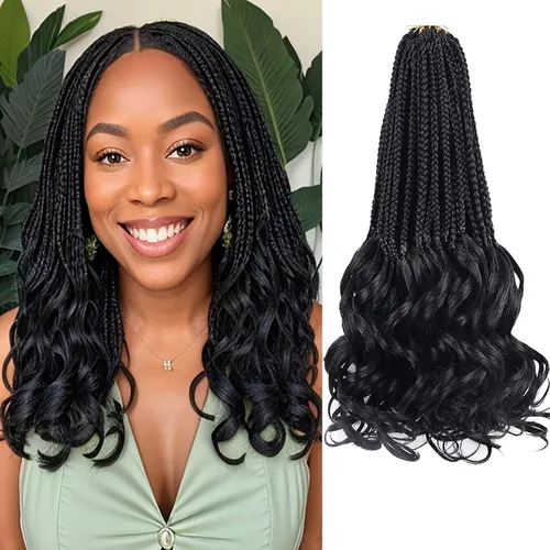 Vista 77 de Cabello para Trenzas Rizo Francés Color 1 Trenzas de Ganchillo Rizo Francés 10 Pulgadas Trenzas de Caja Cabello de Ganchillo para Mujeres y Niños