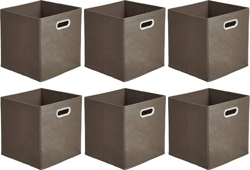 Vista 8 de Amazon Basics Contenedores organizadores de almacenamiento en forma de cubo plegables, paquete de 6, 10.5 x 10.5 x 11 pulgadas, negro