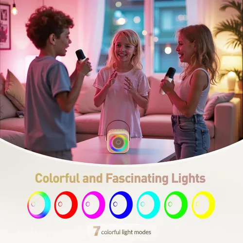Vista 6 de Máquina de karaoke para niños, regalos de karaoke para niñas de 4, 5, 6, 7, 8, 9, 10, 12 años o más, fiesta de cumpleaños, 4 a 12 años, juguetes