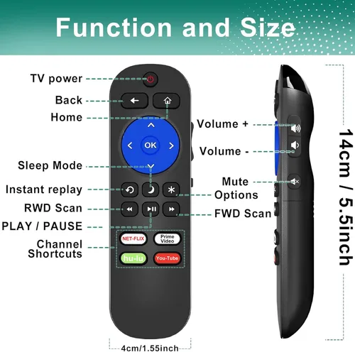 Vista 8 de Paquete de 2 controles remotos IR únicamente para TV con Roku integrado