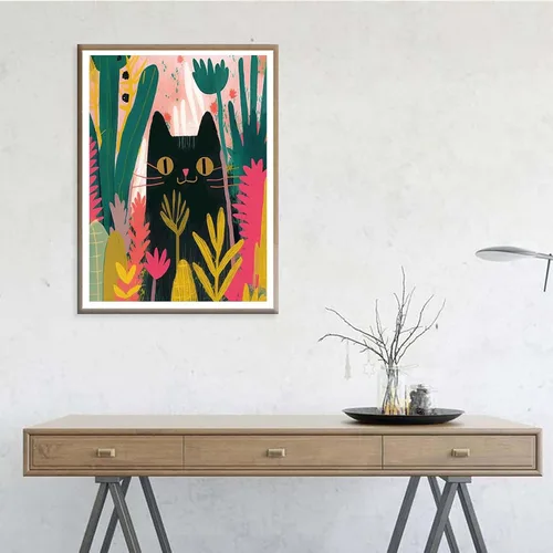 Vista 4 de Ginfonr Kits de arte de diamantes 5D para adultos, pintura de diamante de hierba de gato negro para adultos, animales de arte de diamantes