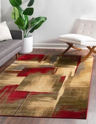 Vista 9 de Unique Loom Barista Collection - Alfombra de área Timor (2 pies 2 pulgadas x 3 pies 1 pulgada, ovalada, multicolor y rojo)
