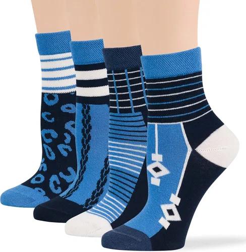 Vista 46 de 7BIGSTARS KINGDOM Women's Cotton Quarter Non-Binding Diabetic Fashion Socks-L-M-4 Pack-Multicolor