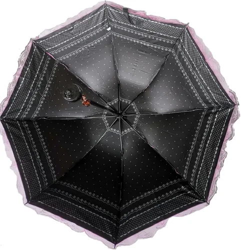 Vista 3 de chenwen Sombrilla plegable de viaje compacta resistente a los rayos UV, sombrilla de encaje de princesa para mujeres y niñas