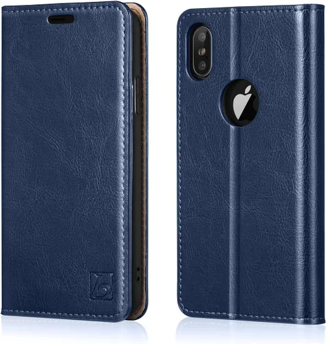Vista 27 de Belemay Funda tipo cartera compatible con iPhone 8 Plus, de piel de vaca auténtica, funda tipo folio (funda interior de TPU suave), ranuras