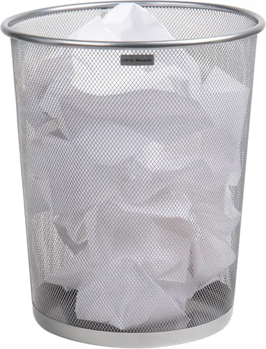 Vista 8 de Mind Reader Cubo de basura de malla, 16.65L (4.4 gal), cesta de papel usado, redondo, oficina, malla de metal, negro