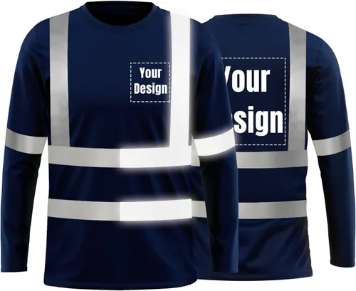 Vista 32 de La alta visibilidad reflexiva de las camisetas de la seguridad del logotipo de encargo Hola Vis de Verde neón