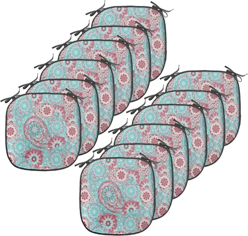Vista 126 de Ambesonne Flamingo - Cojín de asiento para silla, diseño de fantasía exótica con elementos de vida silvestre hawaiana en colores pastel, acolchado