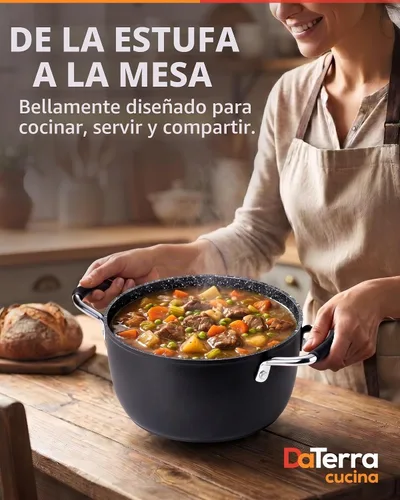 Vista 7 de DaTerra Cucina Olla de cerámica antiadherente para horno holandés con tapa