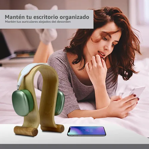 Vista 5 de SAMDI Soporte De Auriculares De Cuero Soporte De Auriculares Soporte Para Auriculares Universal Gaming Headset Holder - Abedul
