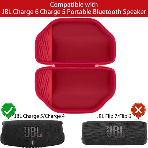 Vista 3 de Carcasa rígida roja+cubierta de silicona roja para altavoz Bluetooth JBL Charge 6