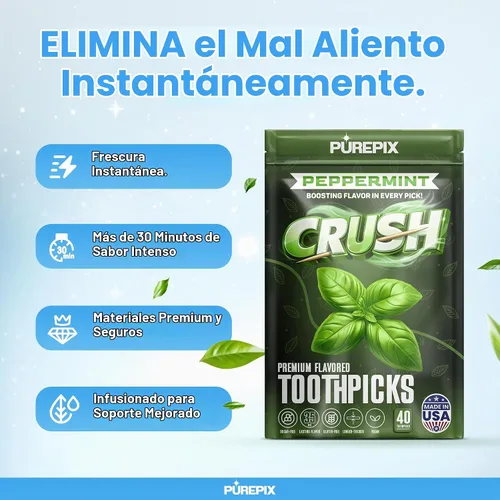 Vista 7 de PurePix Crush - Palillos de dientes saborizados, paquete variado de 5 Paquete variado de 5 (40 unidades cada uno)