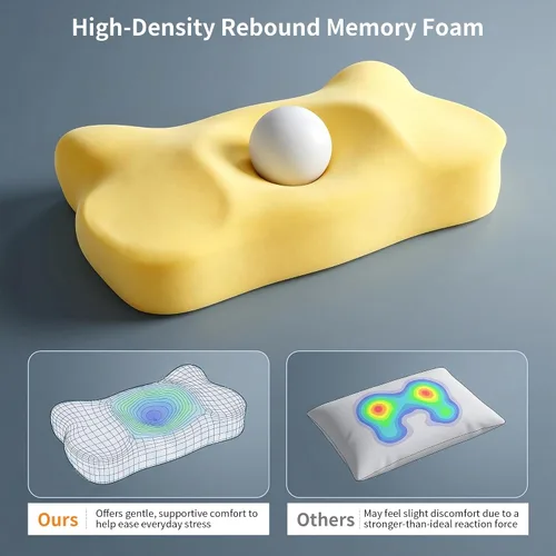 Vista 6 de Almohada cervical para el cuello para aliviar el dolor, almohadas ortopédicas de contorno de espuma viscoelástica refrescante para dormir de espalda